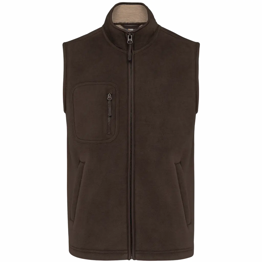 Fleece bodywarmer met binnenkant van sherpa uniseks, chocolate — productfoto 7