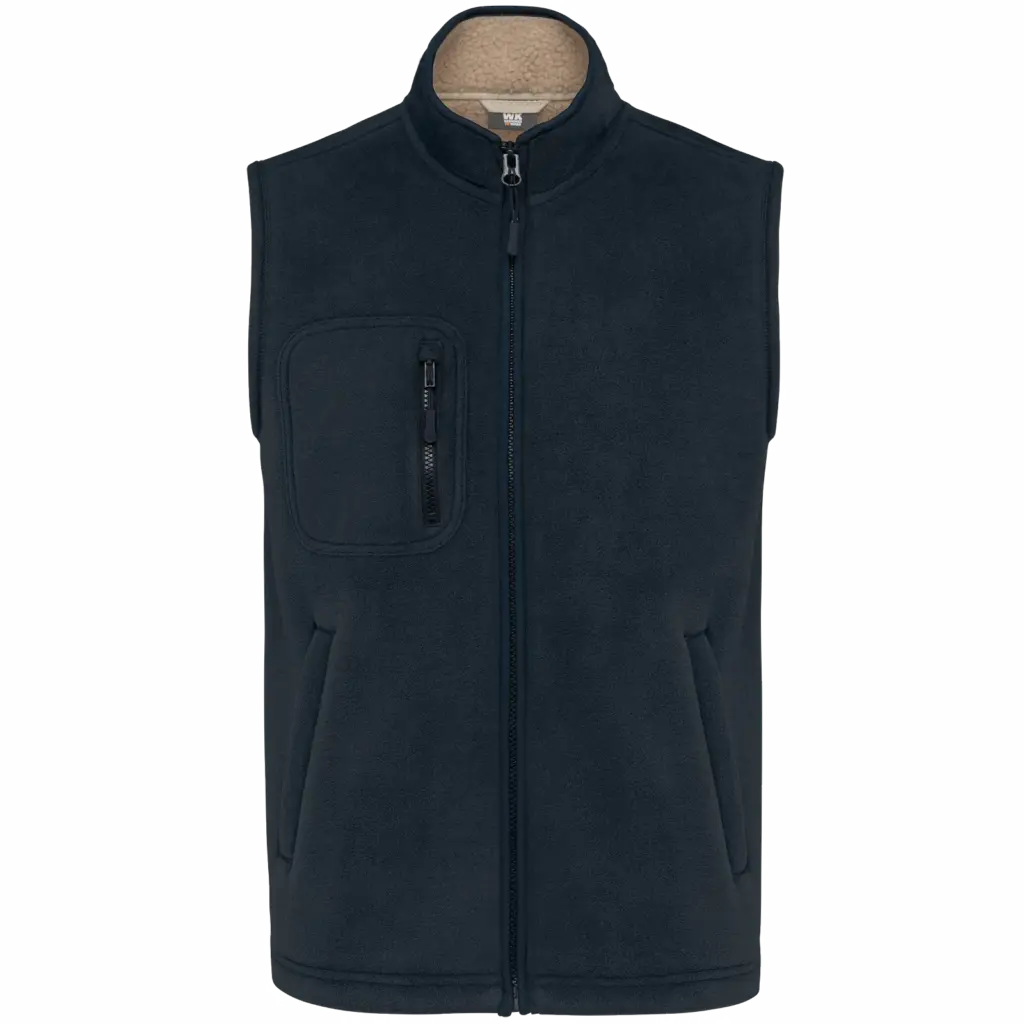 Fleece bodywarmer met binnenkant van sherpa uniseks, navy — productfoto 8