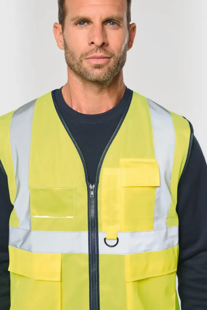 Gerecycled HI-VIS VEILIGHEIDSHESJE met rits — productfoto 4