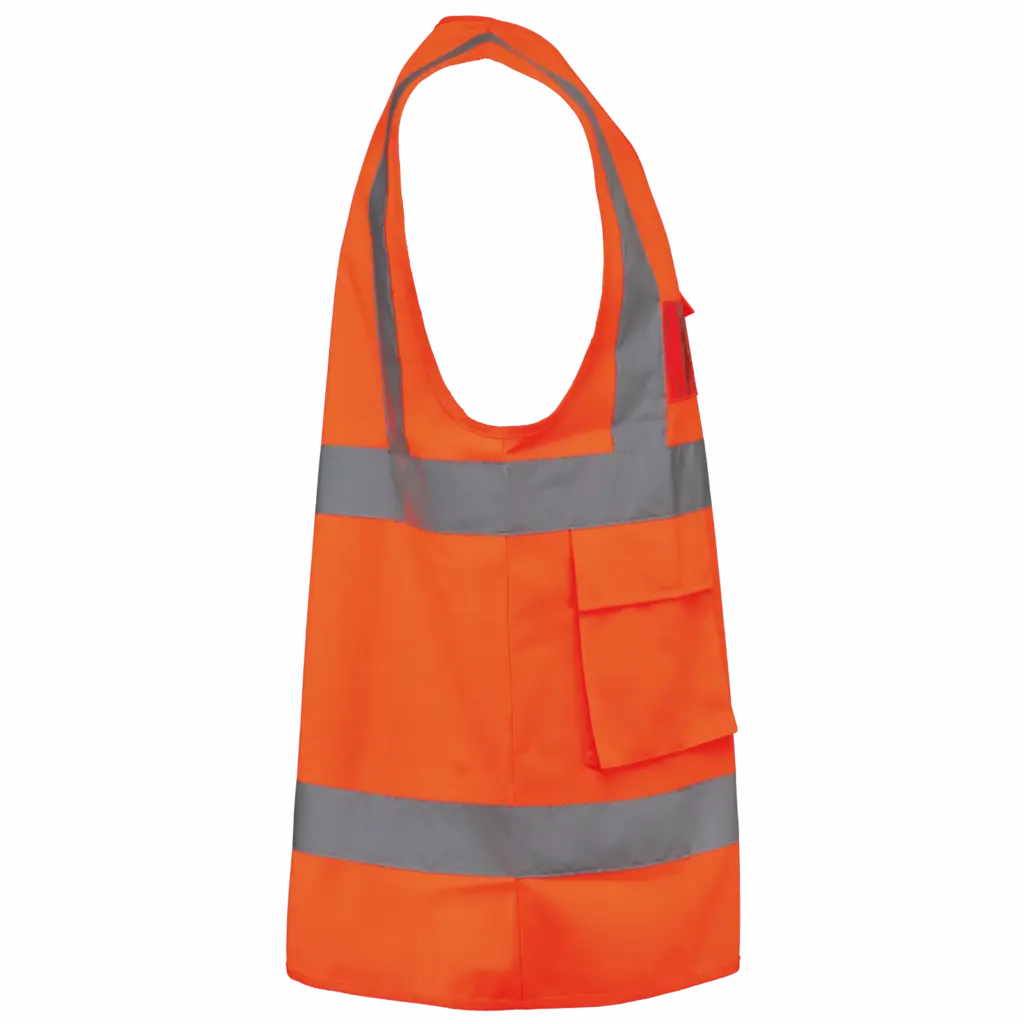Gerecycled HI-VIS VEILIGHEIDSHESJE met rits, hi viz orange — productfoto 5