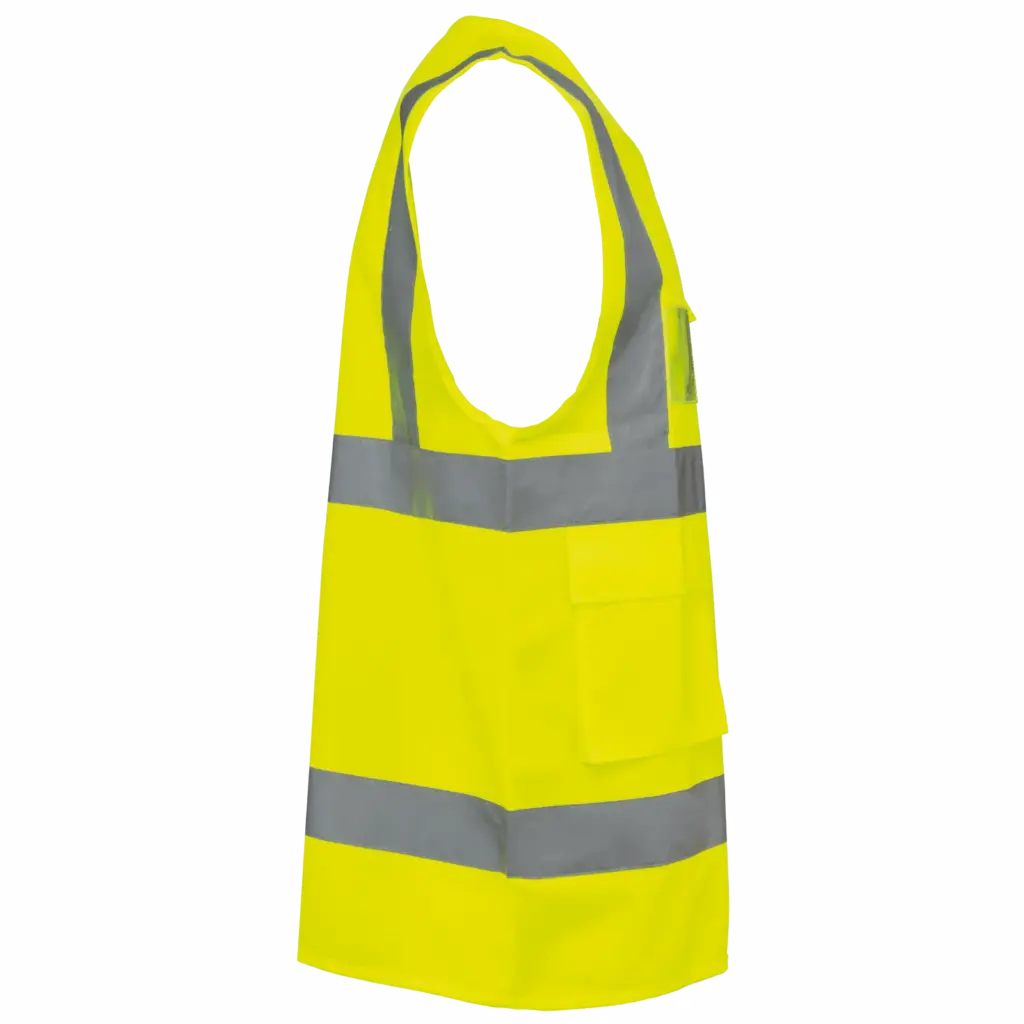 Gerecycled HI-VIS VEILIGHEIDSHESJE met rits, hi viz yellow — productfoto 7