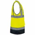 Gerecycled HI-VIS VEILIGHEIDSHESJE met rits, hi viz yellow / navy — productfoto 8