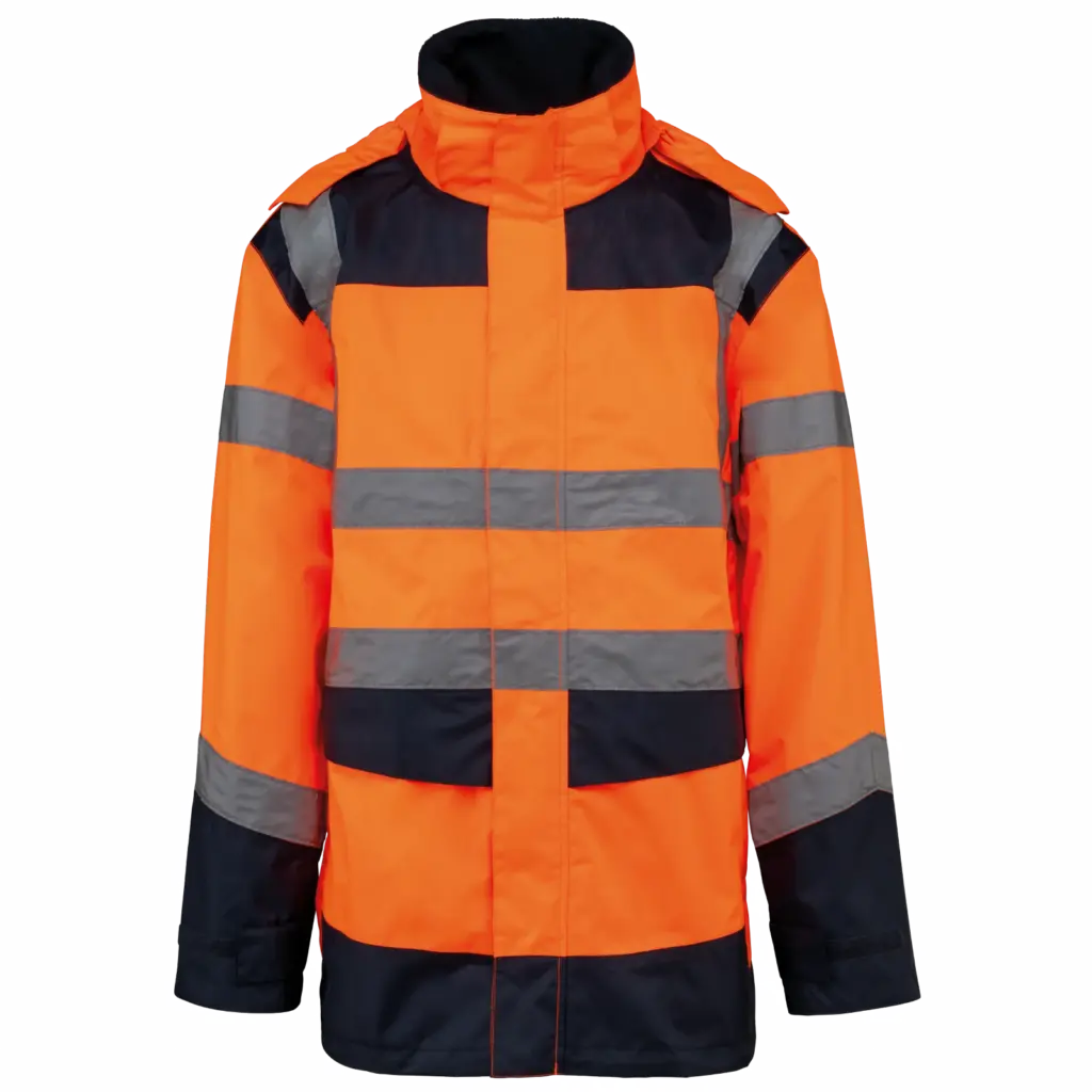 Gerecyclede veiligheidsparka 4-in-1, hi viz orange / navy — productfoto 6