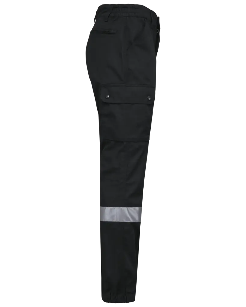 Uniseks Cargobroek uniseks met elastische boord en reflecterende strook, black — productfoto 5