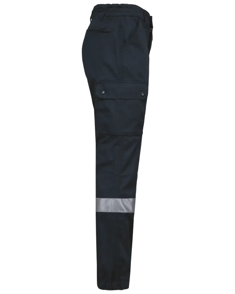 Uniseks Cargobroek uniseks met elastische boord en reflecterende strook, navy — productfoto 6