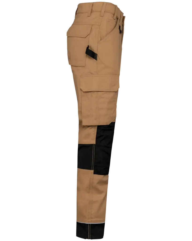 Gerecycled performance heren  werkbroek, camel / black — productfoto 6