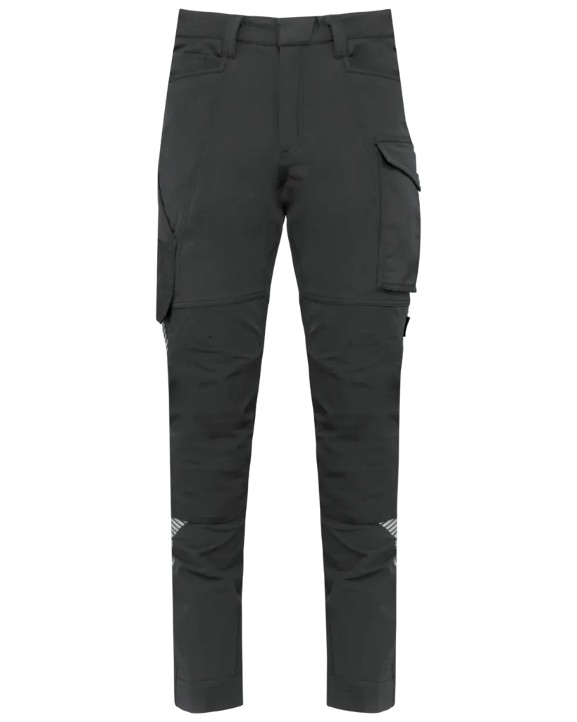 Gerecyclede stretchbroek multizakken uniseks, dark grey — productfoto 7