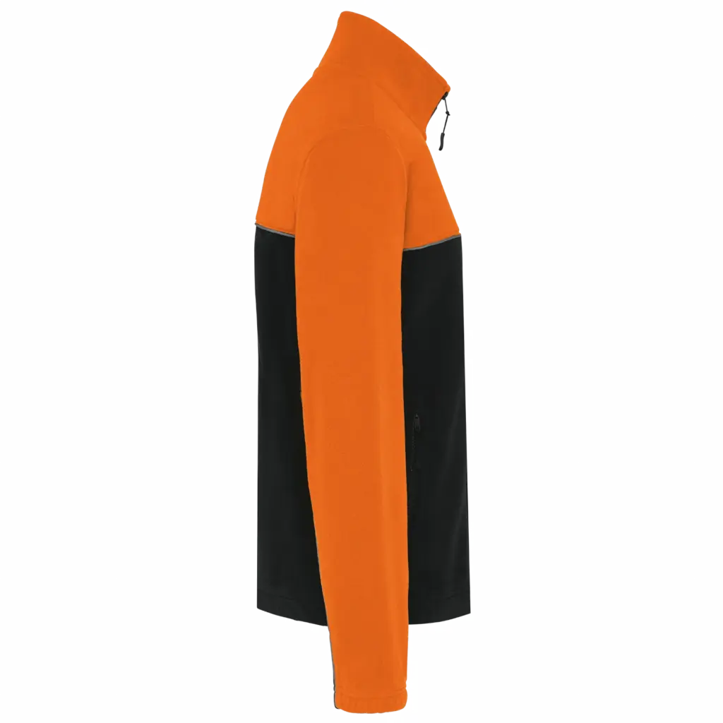 PS_WK904-S_BLACK-ORANGE - Hidalgo-werbeartikel Tweekleurig ecologisch uniseks fleecevest, black / orange — productfoto 7