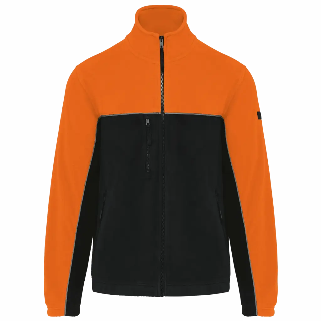 PS_WK904_BLACK-ORANGE - Hidalgo Tweekleurig ecologisch uniseks fleecevest, black / orange — productfoto 8