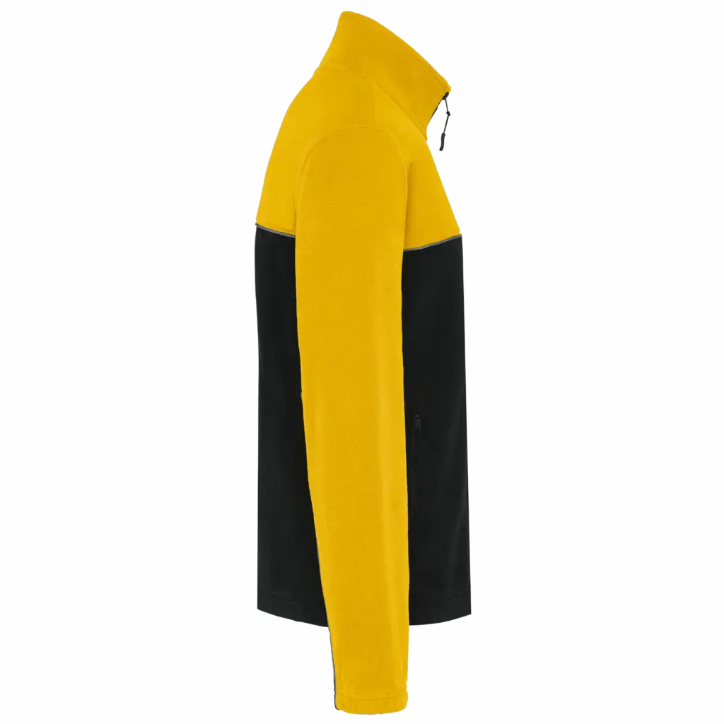 PS_WK904-S_BLACK-YELLOW - Hidalgo-werbeartikel Tweekleurig ecologisch uniseks fleecevest, black / yellow — productfoto 9