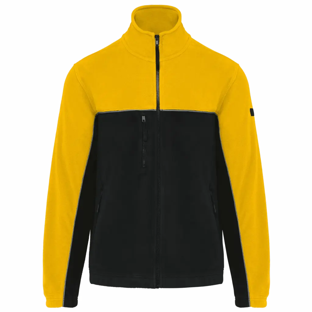 PS_WK904_BLACK-YELLOW - Hidalgo Tweekleurig ecologisch uniseks fleecevest, black / yellow — productfoto 10