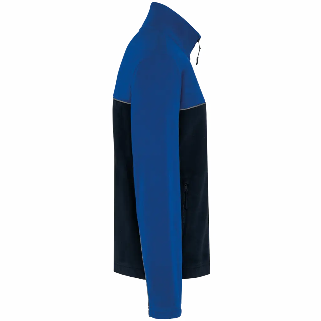 PS_WK904-S_NAVY-ROYALBLUE - Hidalgo-werbeartikel Tweekleurig ecologisch uniseks fleecevest, navy / royal blue — productfoto 11