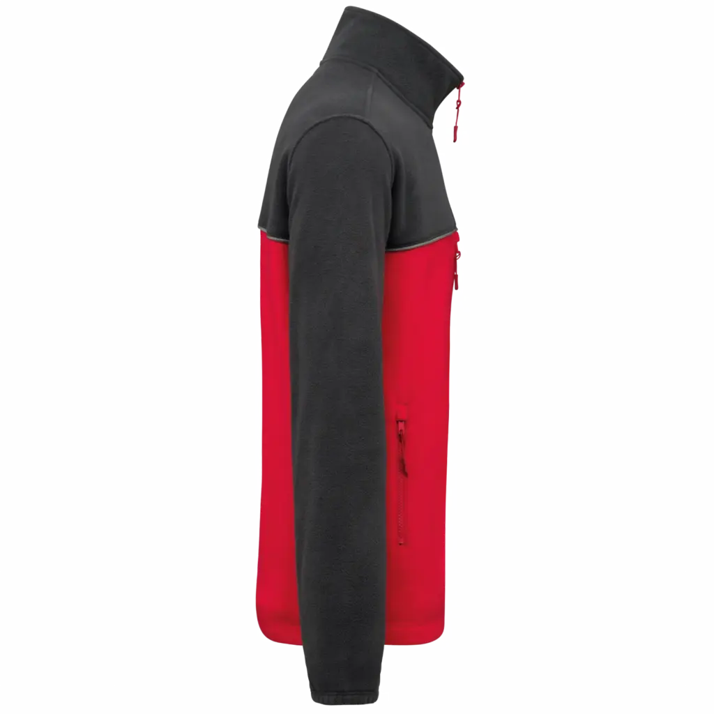 PS_WK904-S_RED-DARKGREY - Hidalgo-werbeartikel Tweekleurig ecologisch uniseks fleecevest, red / dark grey — productfoto 12