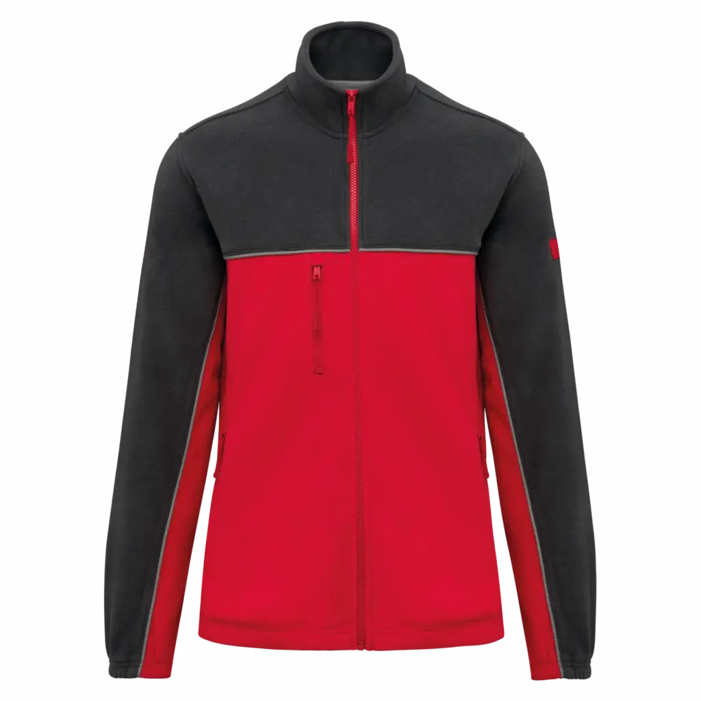 PS_WK904_RED-DARKGREY - Hidalgo Tweekleurig ecologisch uniseks fleecevest, red / dark grey — productfoto 13