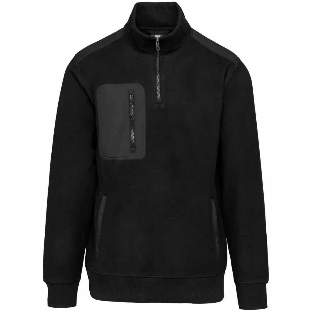 Ecologishe fleece met ritskraag unisex, black — productfoto 6