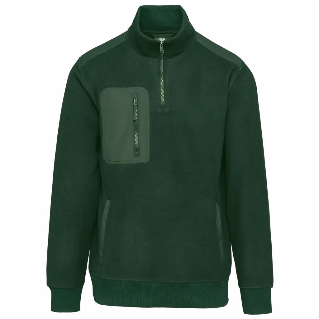 Ecologishe fleece met ritskraag unisex, forest green — productfoto 8