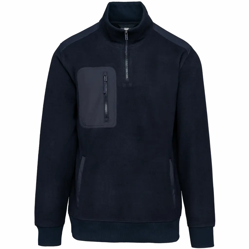 Ecologishe fleece met ritskraag unisex, navy — productfoto 9