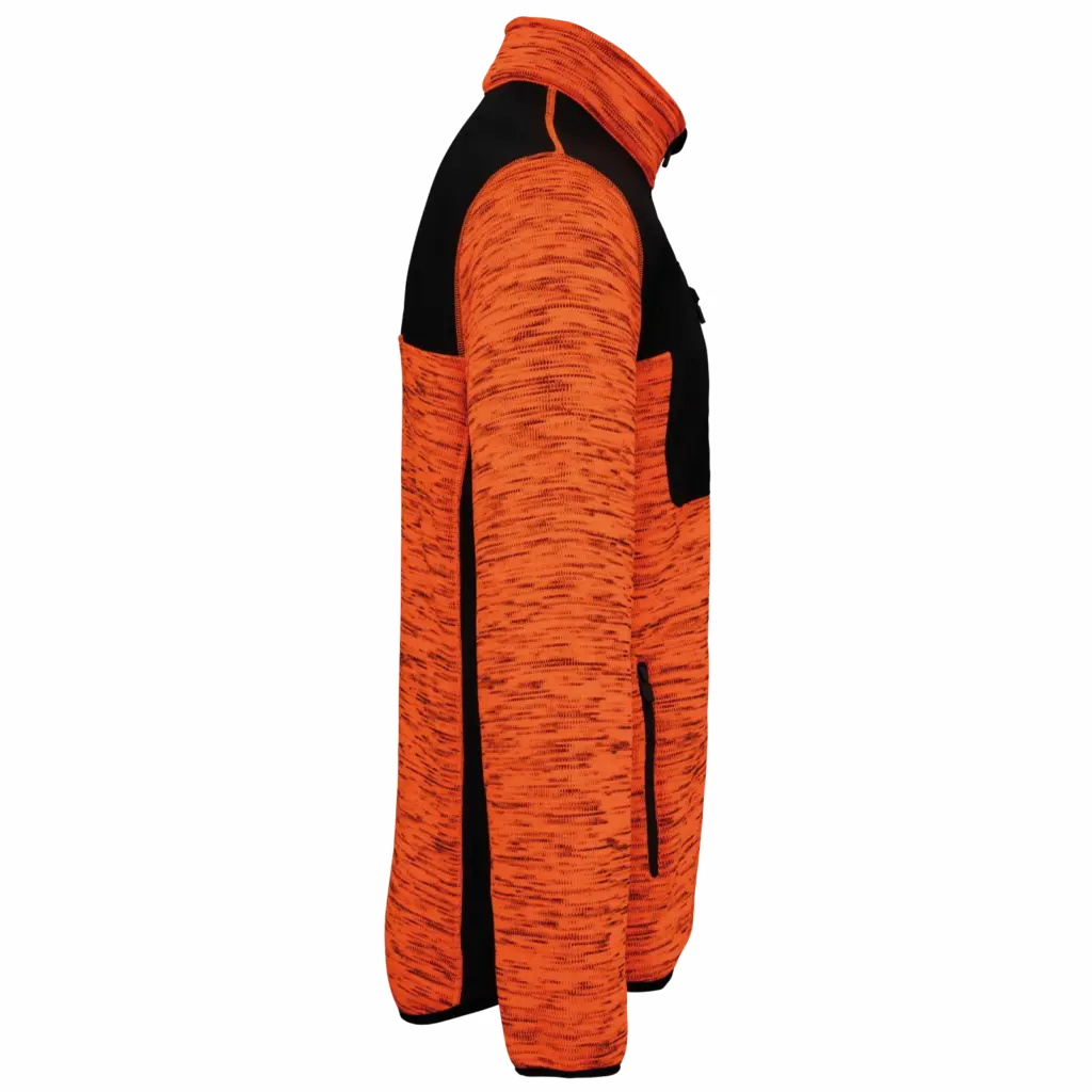 PS_WK9108-S_FLUORESCENTORANGEMELANGE-BLACK - Hidalgo-werbeartikel Gerecycled herenjasje in polytricot, fluorescent orange melange / black — productfoto 6