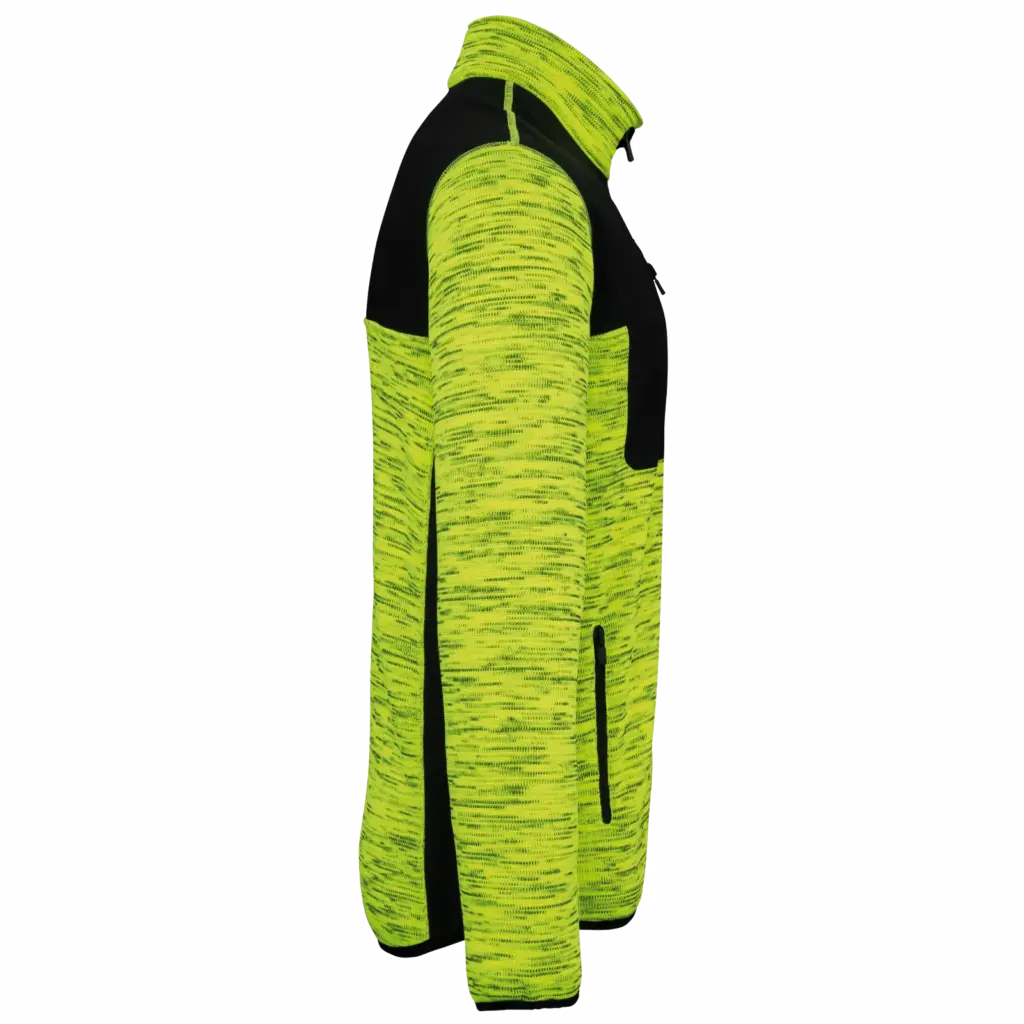 PS_WK9108-S_FLUORESCENTYELLOWMELANGE-BLACK - Hidalgo-werbeartikel Gerecycled herenjasje in polytricot, fluorescent yellow melange / black — productfoto 7