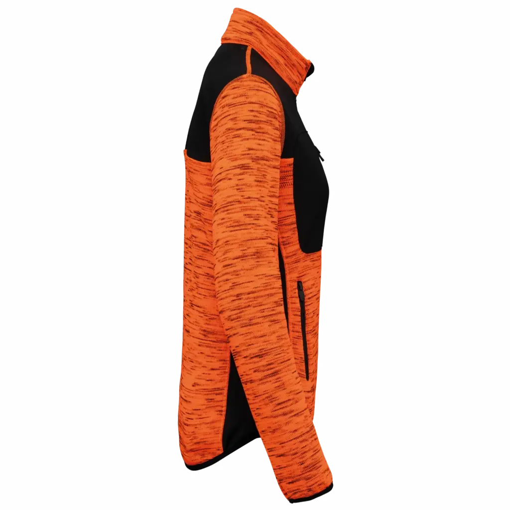 PS_WK9109-S_FLUORESCENTORANGEMELANGE-BLACK - Hidalgo-werbeartikel Gerecycled damesjasje in polytricot, fluorescent orange melange / black — productfoto 6