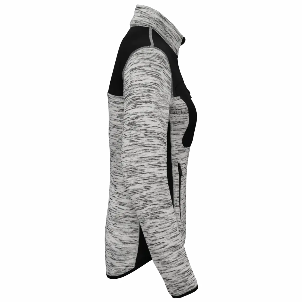 PS_WK9109-S_LIGHTGREYMELANGE-BLACK - Hidalgo-werbeartikel Gerecycled damesjasje in polytricot, light grey melange / black — productfoto 8
