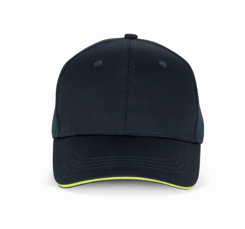 Contrasterende sandwichpet 6 panelen, navy / fluorescent yellow — productfoto 21