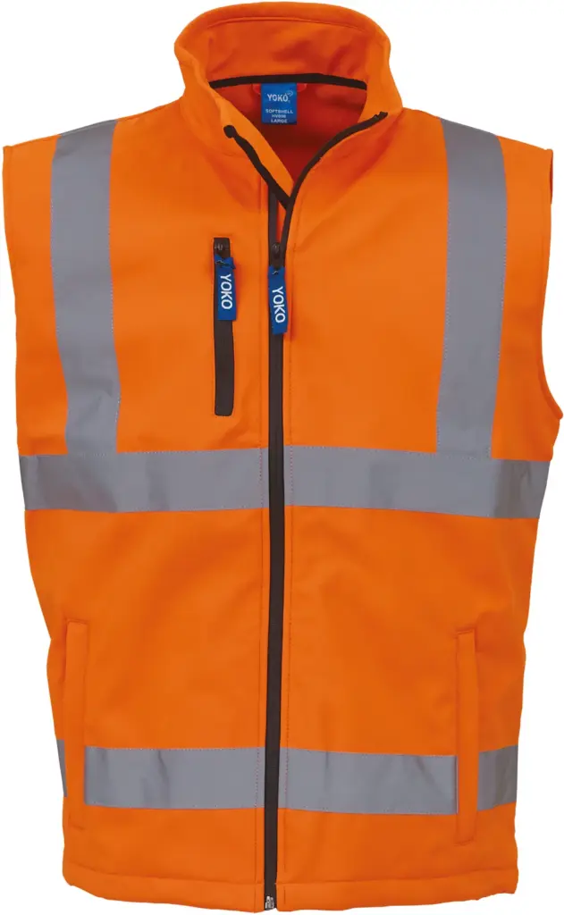 Softshell veiligheidsbodywarmer, hi vis orange — productfoto 4