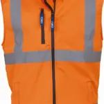 Softshell veiligheidsbodywarmer, hi vis orange / navy — productfoto 5