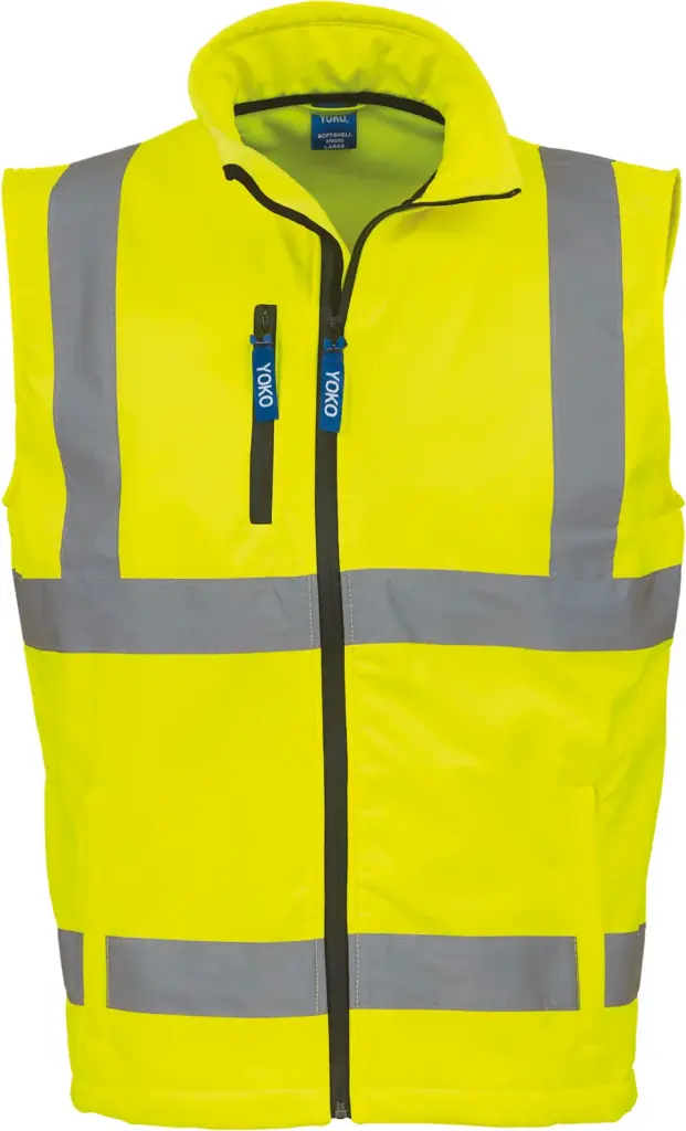 Softshell veiligheidsbodywarmer, hi vis yellow — productfoto 6