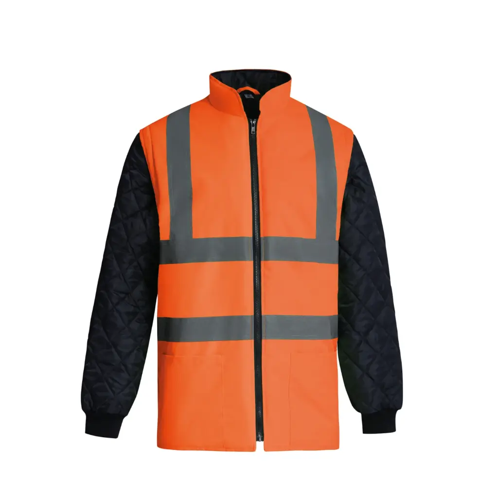 PS_YHV008SL_HIVISORANGE-NAVY - Hidalgo-werbeartikel Gewatteerd veiligheidsjasje met afneembare mouwen, hi vis orange / navy — productfoto 4