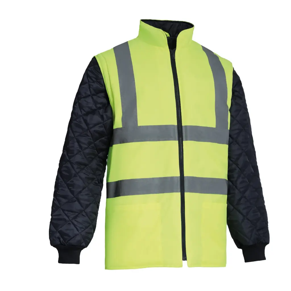PS_YHV008SL-FS_HIVISYELLOW-NAVY - Hidalgo-werbeartikel Gewatteerd veiligheidsjasje met afneembare mouwen, hi vis yellow / navy — productfoto 5