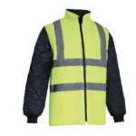 Gewatteerd veiligheidsjasje met afneembare mouwen, hi vis yellow / navy — productfoto 5