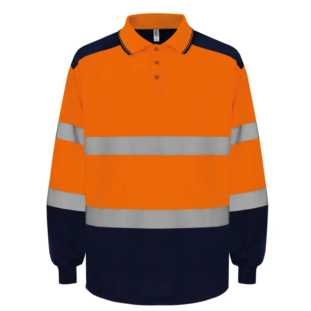 Hi-Vis Polo Langarm YHVJ330 bedrucken atmungsaktiv S-3XL — Produktfoto 4