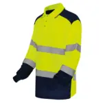 Tweekleurige Hi-Vis polo met lange mouwen, hi vis yellow / navy — productfoto 4