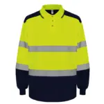 Tweekleurige Hi-Vis polo met lange mouwen, hi vis yellow / navy — productfoto 5