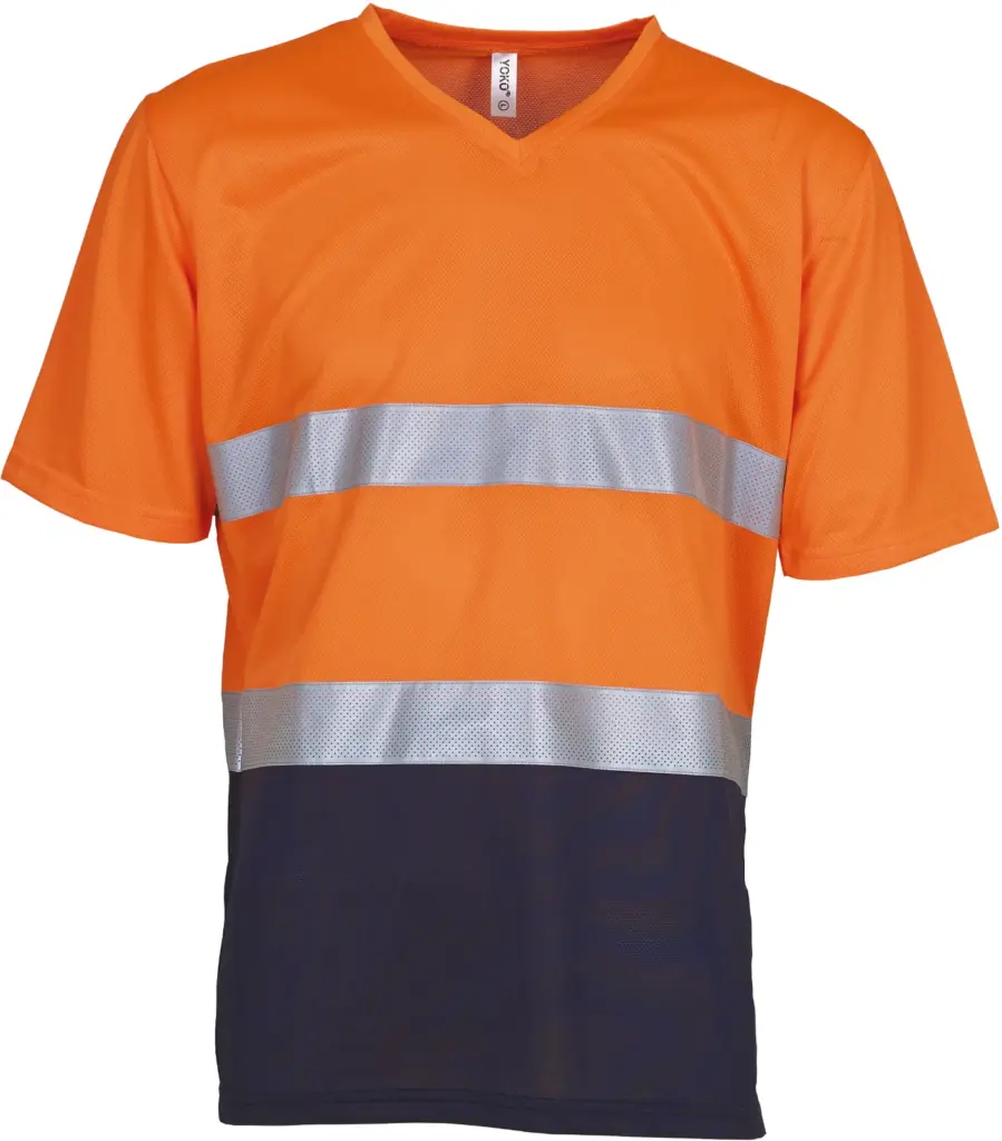 Top Cool - Hi-Vis T-shirt V-hals, hi vis orange / navy — productfoto 6