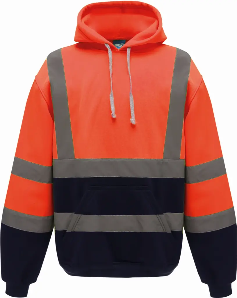 Hi-Vis sweater met capuchon, hi vis orange / navy — productfoto 7
