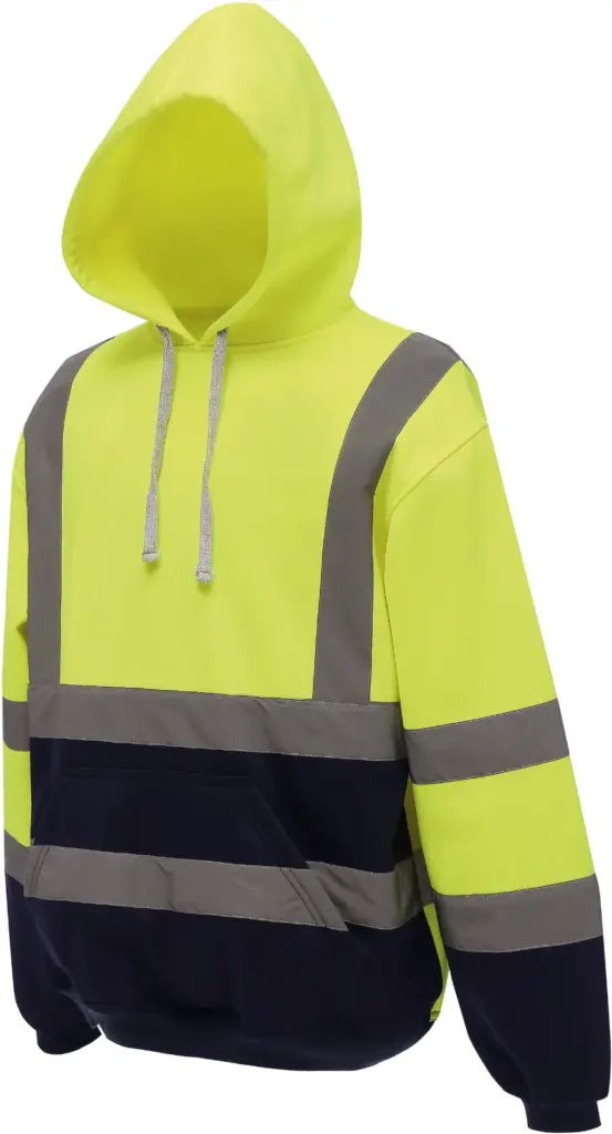 Hi-Vis sweater met capuchon, hi vis yellow / navy — productfoto 9