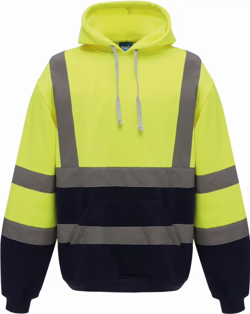 Hi-Vis sweater met capuchon, hi vis yellow / navy — productfoto 11