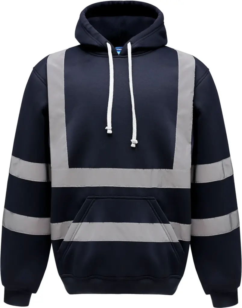 Hi-Vis sweater met capuchon, navy — productfoto 10