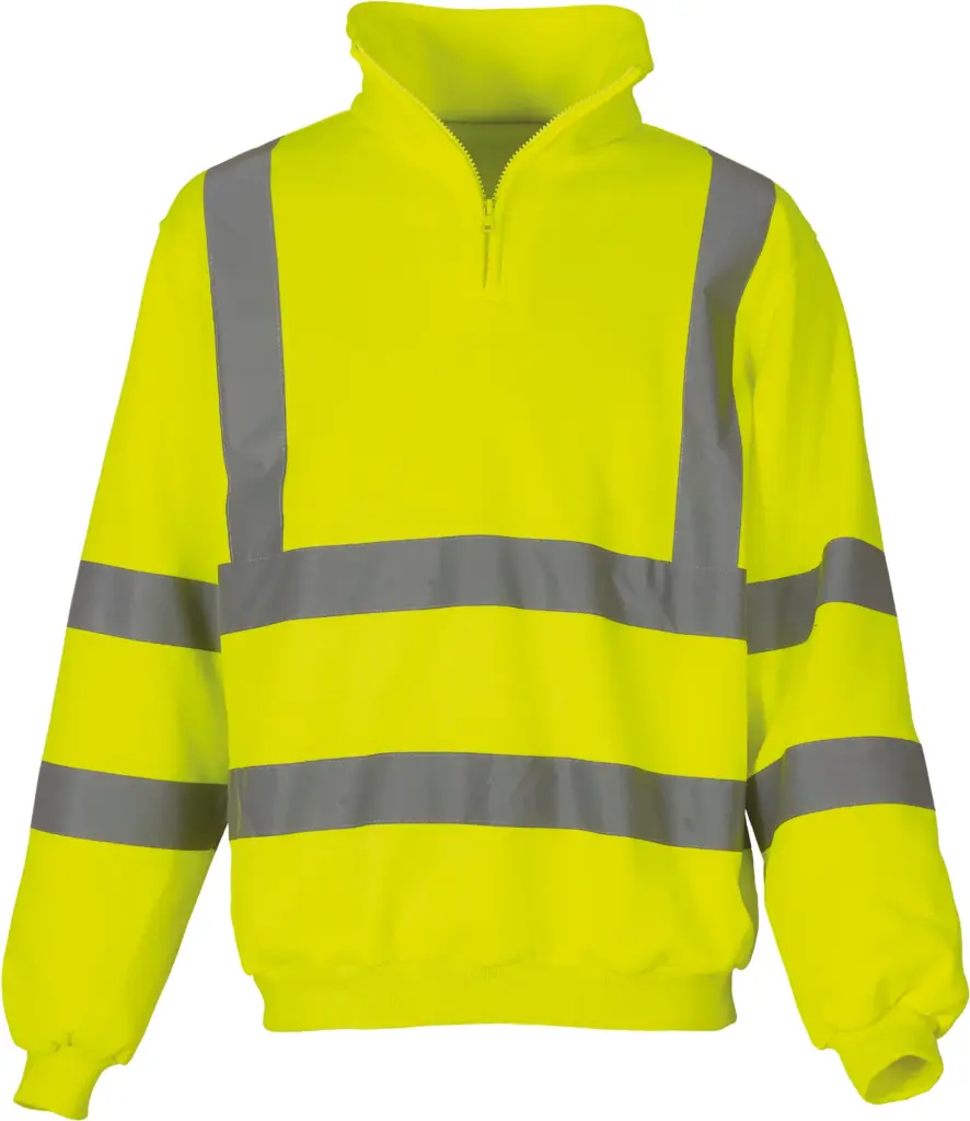 PS_YHVK06_HIVISYELLOW - Hidalgo-werbeartikel Veiligheidsweater met 1/4 rits, hi vis yellow — productfoto 5