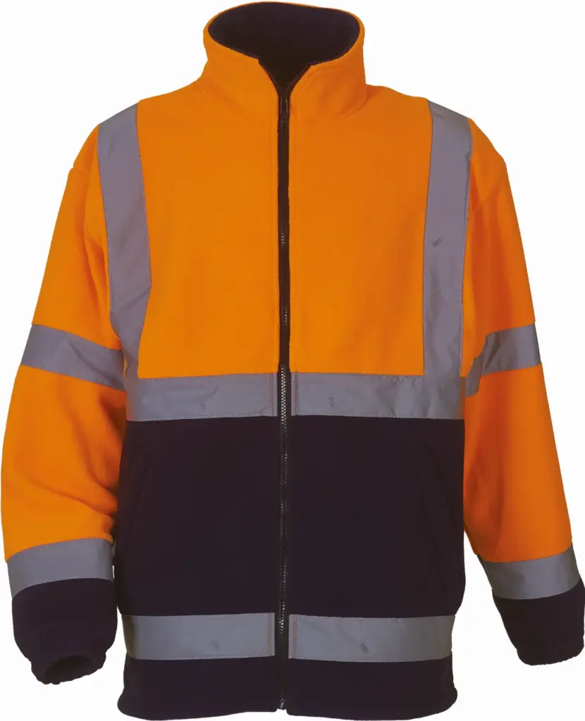 Zware fleece veiligheidsjas, hi vis orange / navy — productfoto 3