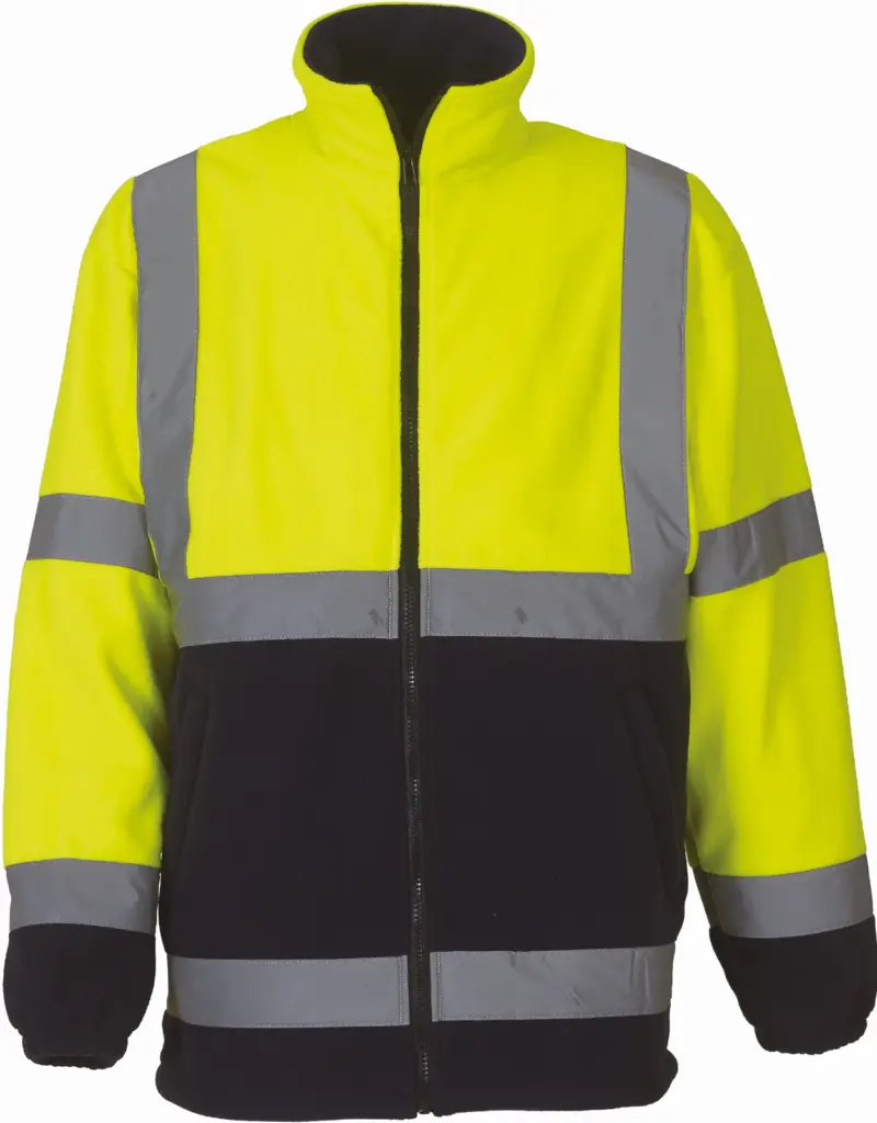 Zware fleece veiligheidsjas, hi vis yellow / navy — productfoto 5