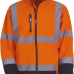 Softshell veiligheidsjas, hi vis orange / navy — productfoto 4