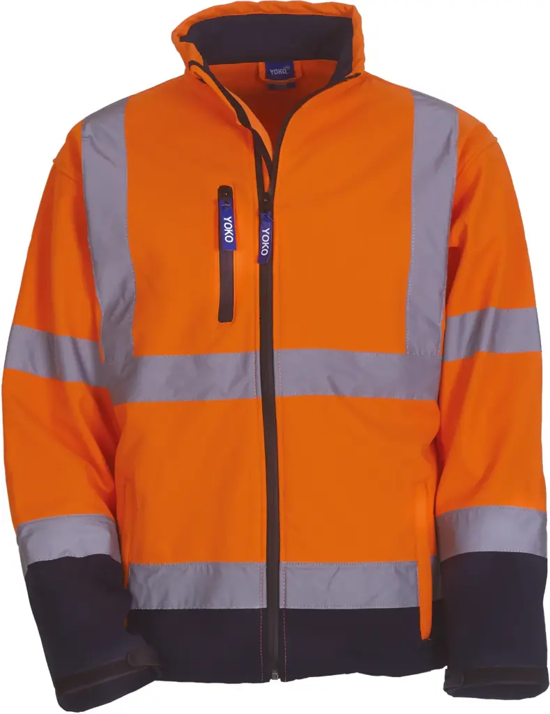 Softshell veiligheidsjas, hi vis orange / navy — productfoto 4