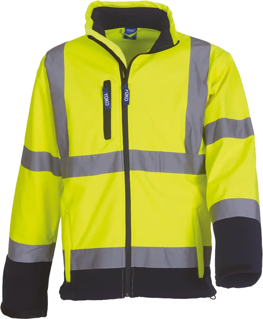 Softshell veiligheidsjas, hi vis yellow / navy — productfoto 6