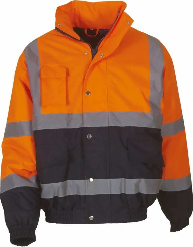 2-kleurig veiligheids bomberjack, hi vis orange / navy — productfoto 2