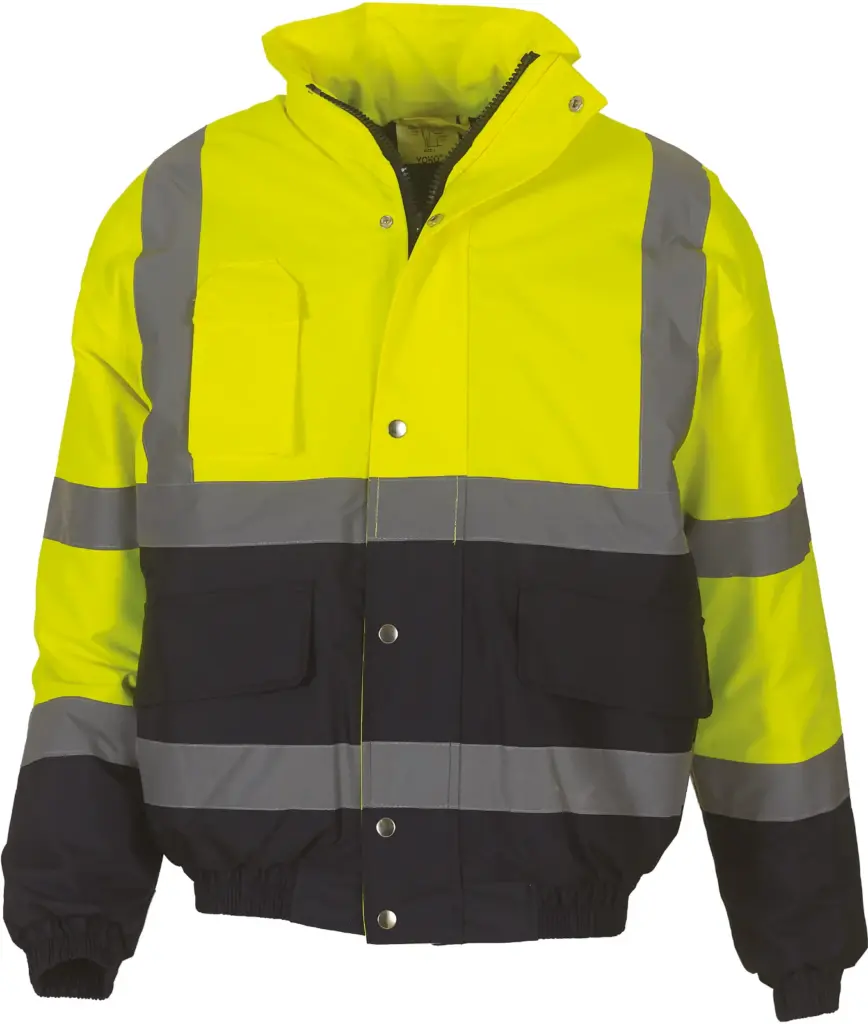 2-kleurig veiligheids bomberjack, hi vis yellow / navy — productfoto 3