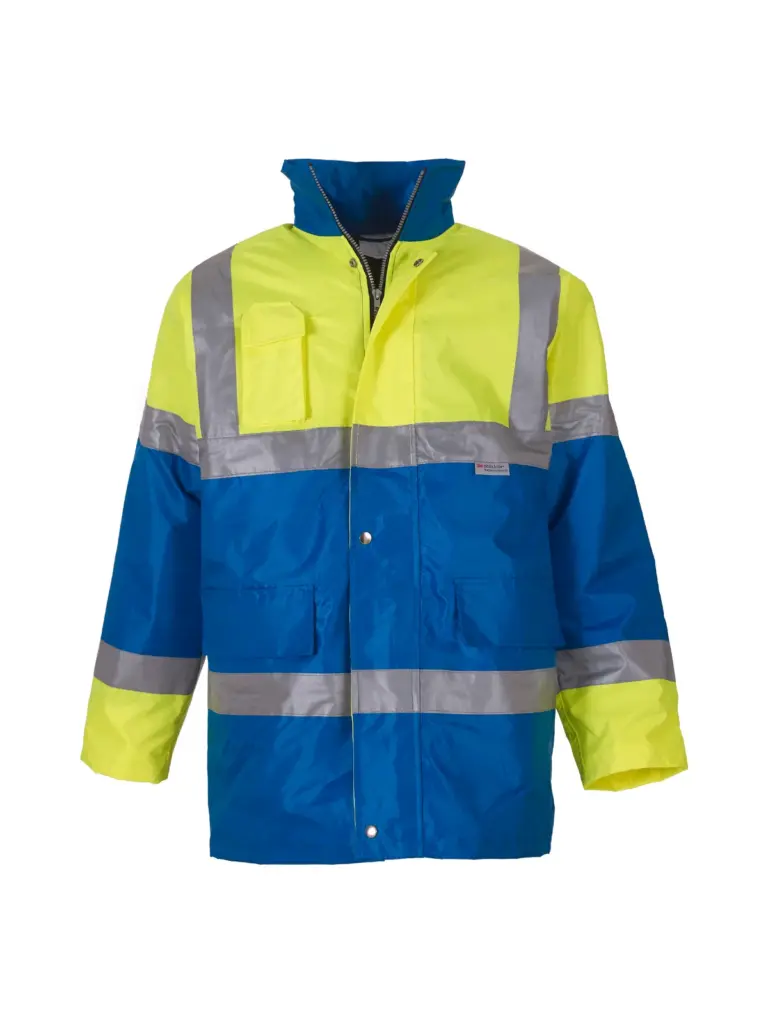 Contrasterende veiligheidsjas, hi vis yellow / royal blue — productfoto 4