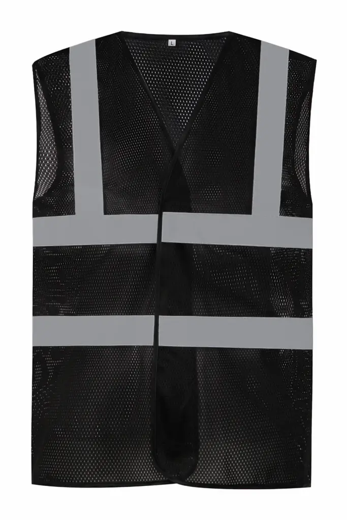 Hoge zichtbaarheid hesje van gerecycled gaas, black — productfoto 5